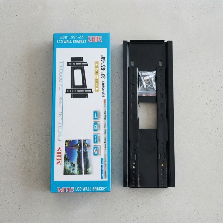 MHS Tv Wall Mount Bracket For 32 - 55 - 60 Inch Led Lcd Smart Tv Heavy Duty Solid Steel Fixed Bracket With Fitting Screws