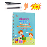 Pack Of 4 Pcs With 5 Refill Copybooks Pen Magic Copy Book Free Wiping Children's Kid Writing Sticker Practice Copybook For Calligraphy