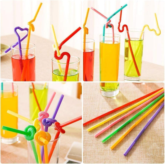 Colorful Flexible Drinking Straws – 50 Pcs Disposable Bendy Plastic Straws – Mixed Colors For Parties, Birthdays, Weddings & Events
