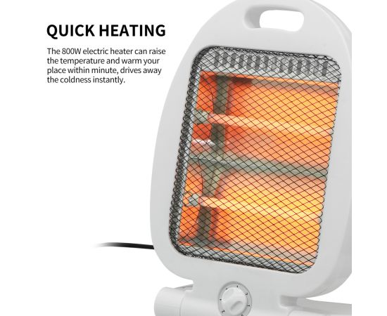 Electric Quartz stove Mini with 2 tubes-800W-2 power levels:   800W. Anti-tip, thermal protection