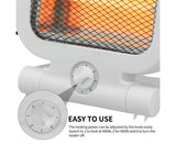 Electric Quartz stove Mini with 2 tubes-800W-2 power levels:   800W. Anti-tip, thermal protection