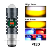 Pack Of 2 – Headlight & Backlight Bulb | Yellow/White Beam + Red/Blue Flasher | Universal For All Bikes