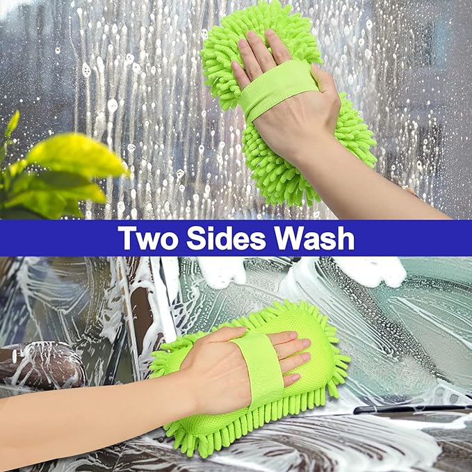 Spounge Fiber | Microfiber Wash Sponge Car Wash Sponge  Microfiber Wash Mitt Scratch Free, Ultra Absorbent Microfiber Mitt for Cars, Trucks, SUV, Boat,Bicycle & Motorcycle (Random color)