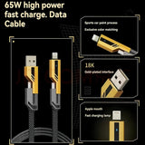 4-In-1 Multi USB Charging Cable – USB-C To USB-C, USB-C To Lightning, USB-A To USB-C, USB-A To Lightning | Fast PD Charger Cord For IPhone, IPad, Samsung, MacBook