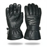 Men’s Genuine Sheep Leather Winter Gloves – Black Motorcycle Riding Gloves With Warm Lining