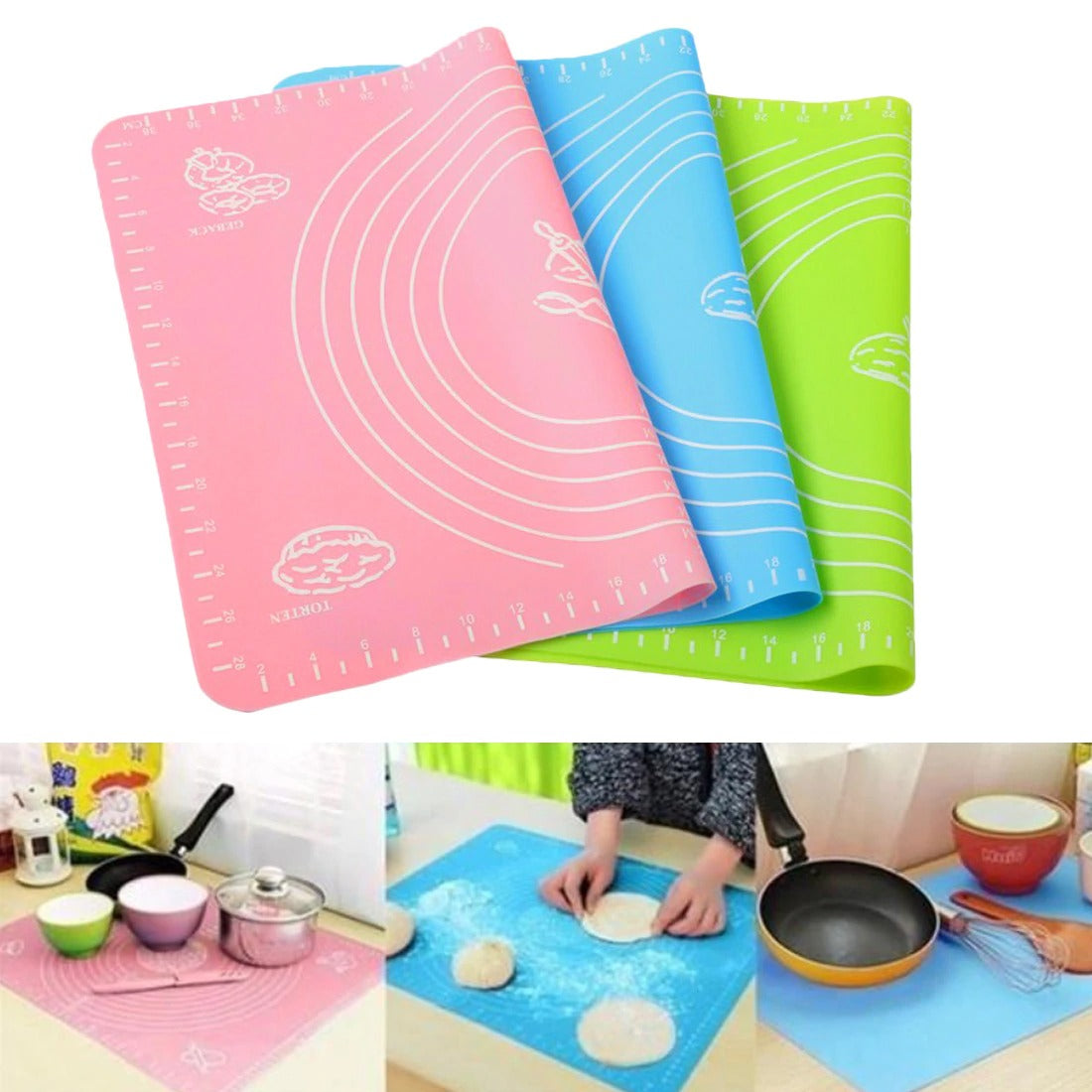 Silicone Baking Roti Mat | Heat Resistant | Non‑Stick Dough Pad With Measurements | Random Color