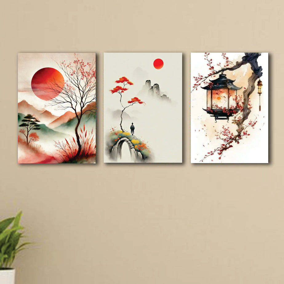 3pcs Nature Sticky Phototile Wall Frames For Home Decor 8x11