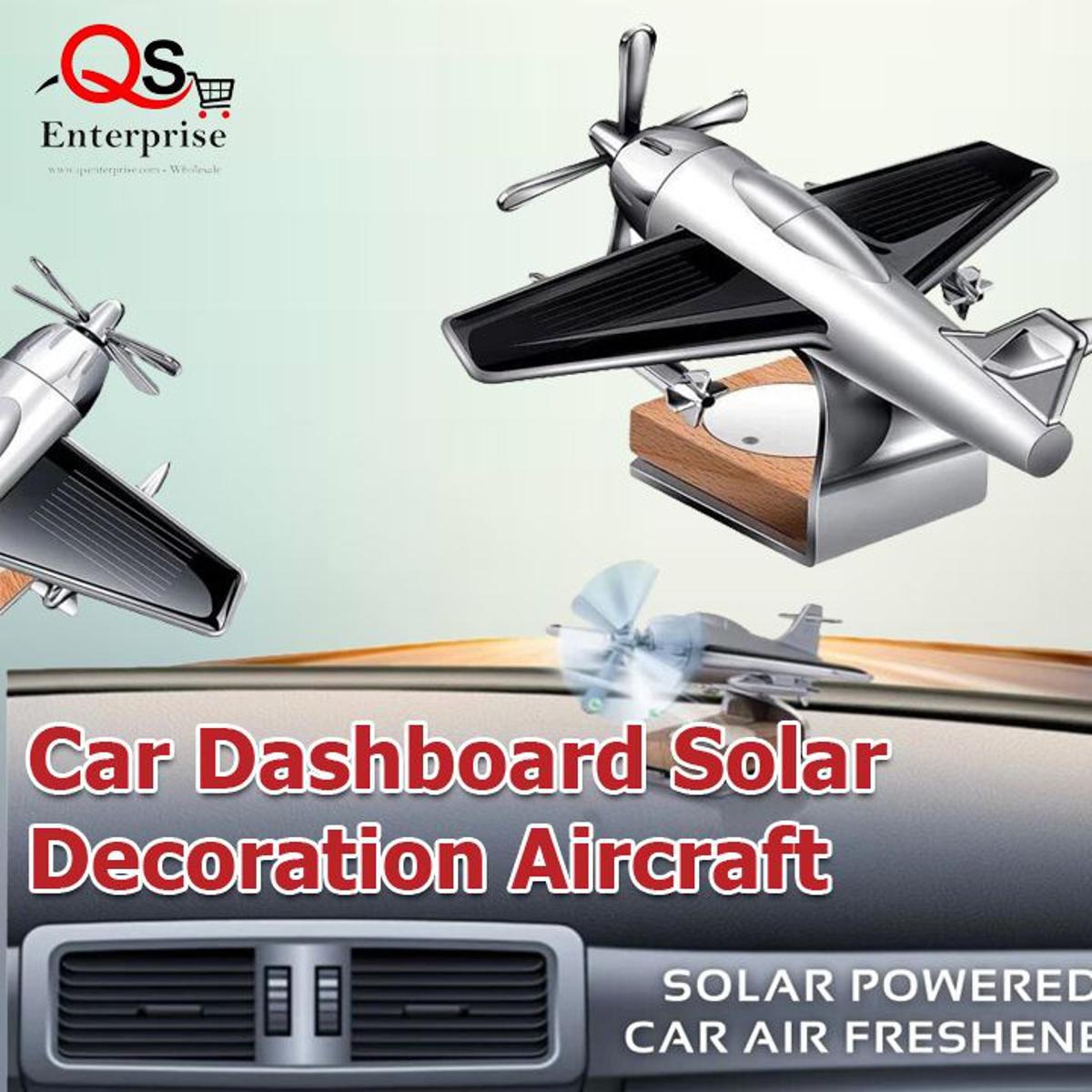 Solar Aeroplane Car Perfume Diffuser – Silver Aircraft Air Freshener For Car Dashboard