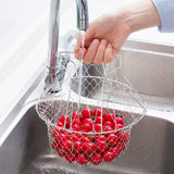 Stainless Steel Multi-Functional Foldable Chef Basket – Deluxe Kitchen Colander, Mesh Steam, Rinse, Strain & Fry Basket