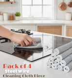 Pack Of 4 Kitchen Steel Mesh Wire DishWasher Cleaning Cloth – Durable Dishwashing Scrubber Pads For Utensils, Pots, Pans & Daily Kitchen Cleaning