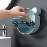 Wall Mounted Cute Panda Soap Dish Holder  – Punch-Free Plastic Soap Box Rack for Bathroom & Kitchen Storage (Random color)