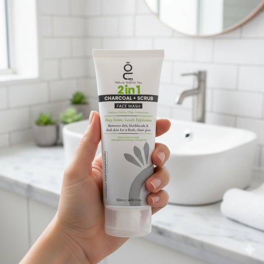 2 In 1 Charcoal + Scrub Face Wash 120ml | Deep Detox And Gentle Exfoliation | Removes Dirt, Blackheads, And Dead Skin For A Fresh, Clear, And Glowing Face