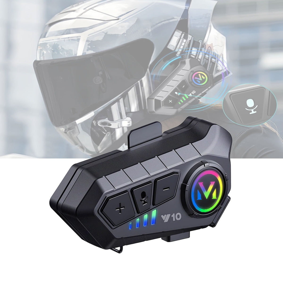 Motorcycle Helmet Bluetooth Headset Bluetooth 5.3 Smart Noise Reduction IPX6 Waterproof HiFi Headphones ~ Rechargeable