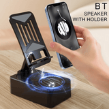 3-In-1 Rotating Foldable Mobile Phone Stand With Built-In Bluetooth Speaker – Adjustable Desktop Holder For Smartphones