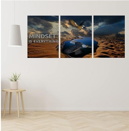 Set Of 3 Motivational Sticky Canvas Frames For Wall Decore / Sticky Phototiles For Office And Home Workplace