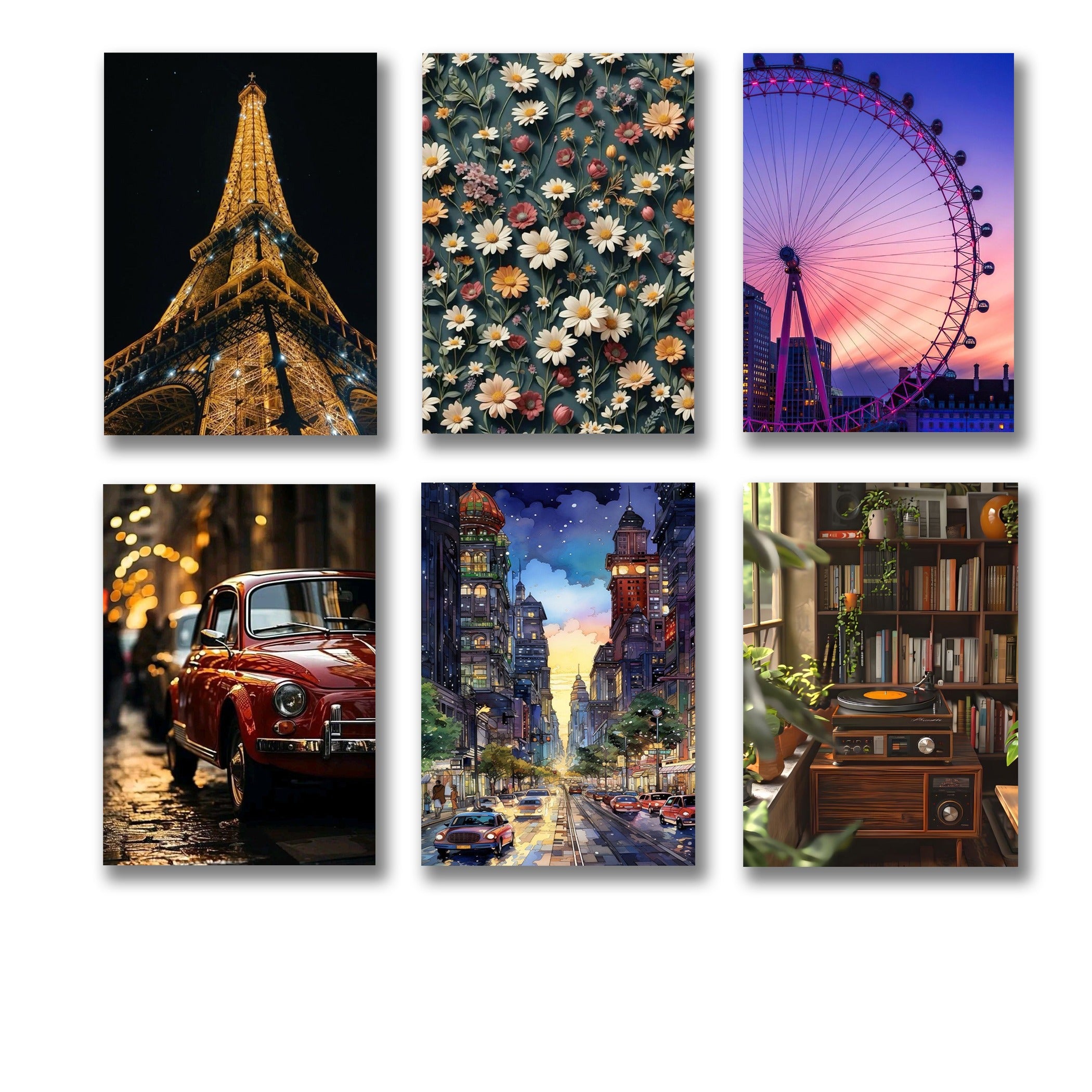 Set Of 6 Premium Wall Art Photo Tiles – Modern Home Decor Sets 8x11
