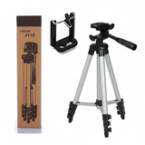 Tripod 3110 Portable Adjustable Aluminium Lightweight Camera Stand Tripod, With 3-Dimensional Head And Quick Release Plate For Video Cameras And Mobile, Black, Silver | 3110