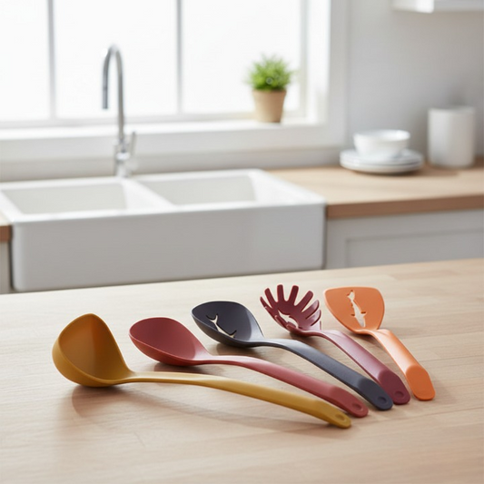 5 In 1 Spoon Set Durable Quality Stylish Design Easy To Use Perfect Choice For Kitchen (Plastic)