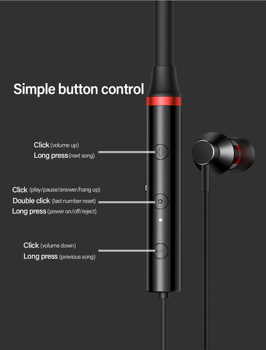Lenovo Premium Bluetooth Neckband Model 05 – Super Bass Wireless Earphones With Clear Voice & Fast Charging (Black)