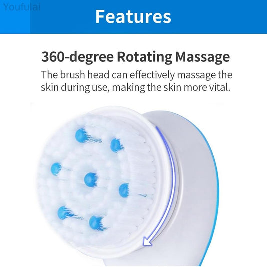 Electric Shower Brush 5-In-1 Spin Spa – Cell Operated Full Body Cleansing & Exfoliating Brush