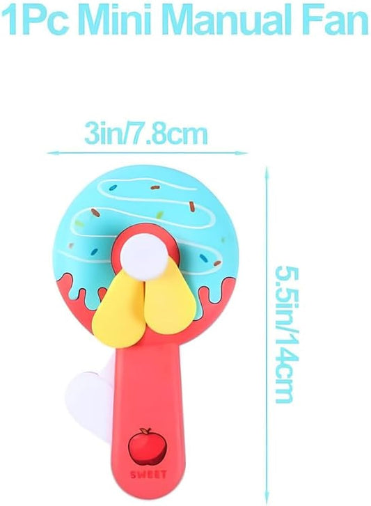 Donut Kid Fan – Cute Handheld Mini Fan For Kids | Portable Cartoon Fan For School, Travel & Outdoor Use (Random Color)