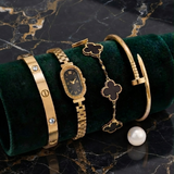 Stainless Steel 4 Piece Bracelet, Watch And Bangle Combo - Jewelry Product Designed For Styling And Daily Outfit Routine