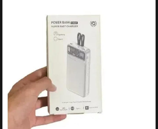 66W Fast Charging 20,000mAh Power Bank With Built-In Cables (White)