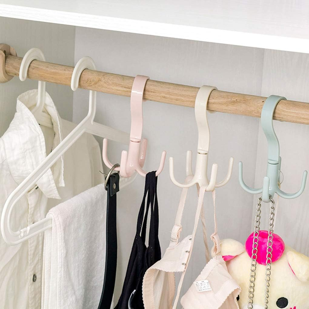 (1 Piece) Multi-Purpose Hook Four-Claw Rotatable Coat Hooks Hanging Powerful Storage Rack House Kitchen Pot Pan Hanger Scarf Hanger (Random Color)