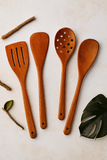 Pack Of 4 - Wooden Spoon Set - Light Brown Kitchen Tools & Gadgets | Kitchen Essentials For Daily Meal Preparation, Suitable For All Types Of Cooks From Beginners To Experts.