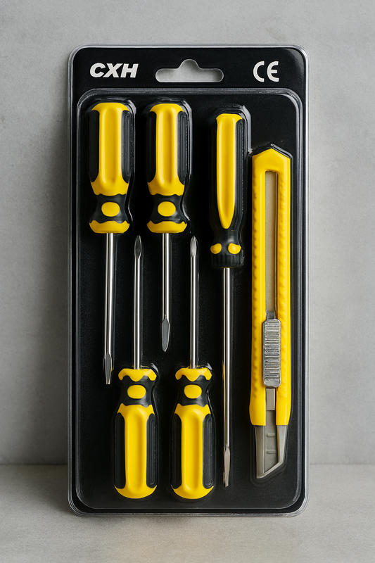 Set Of 5 Screwdrivers & 1 Cutter – High Quality Hand Tool Kit With 2 Straight, 3 Cross Screwdrivers & Sharp Cutter For Household And DIY Use