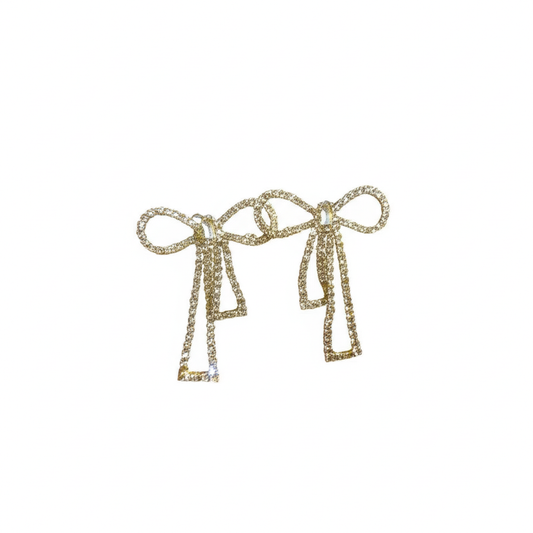 PQT-985 Touch Of Glamour To Your Look With These Bow Shape Zircon Korean Earrings – Color Golden