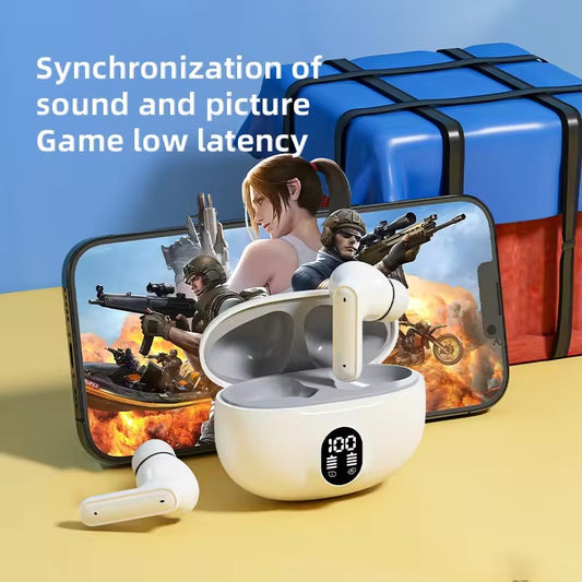 Professional Display Earbuds STEREO 895B Wireless Bluetooth Earbuds | Mic In-Ear Headphones With LED Display | Type C Fast Charging | Bluetooth 5.3 For Android/IPhone ( With Cable - With Box - Random Color )