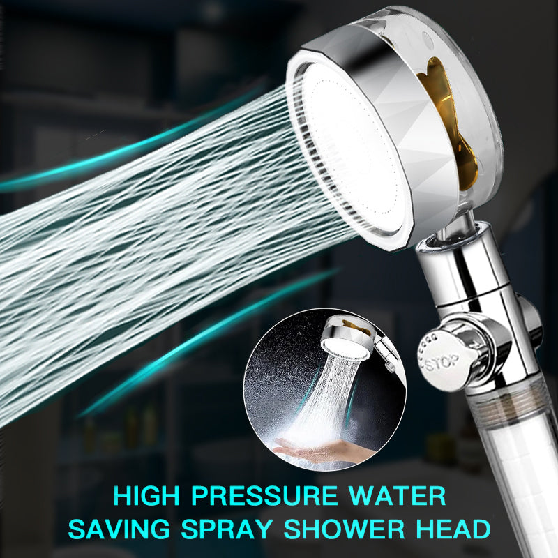 Pressurized Shower Head Turbine Shower Accessories One Piece Water Stop(Random Color)