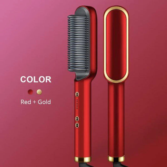 HQT-909B Hair Straightener Ceramic Heated Hair Brush | Brush Straightener | Ceramic Heated Hair | Hair Styling | Hair Beauty Tool | Straight , Curl Different Styling Hair Ceramic Brush With Out Box (Random Color )