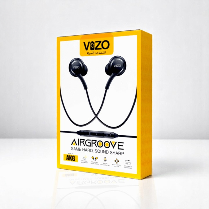 Airgrove AKG Wired Earphones | HD Stereo Sound | Deep Bass | Built-In Mic | 3.5mm Jack | Tangle-Free Cable | Hands-Free For Mobile - Android Hands-Free