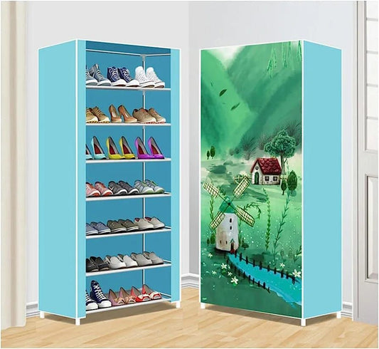 8 Layer Portable Dustproof Shoe Rack Shoe Rack Storage Closet Household Shoe Storage Rack Storage Cabinet (Random Color)