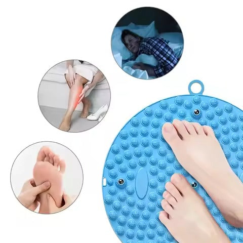 Circular Jogging Finger Press Board, Foot Massage Foot Pad, Adult Toe Press Board, Meridian Through Soft Silicone Pedal Board (Blue)
