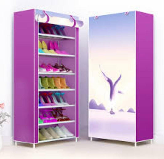 8 Layer Portable Dustproof Shoe Rack Shoe Rack Storage Closet Household Shoe Storage Rack Storage Cabinet (Random Color)