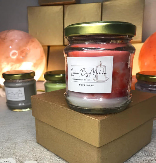Sufi Rose Candle - A Divine Bloom Of Spirituality And Love – Handmade Floral & Citrusy Soy Wax Candle - 100 Gram