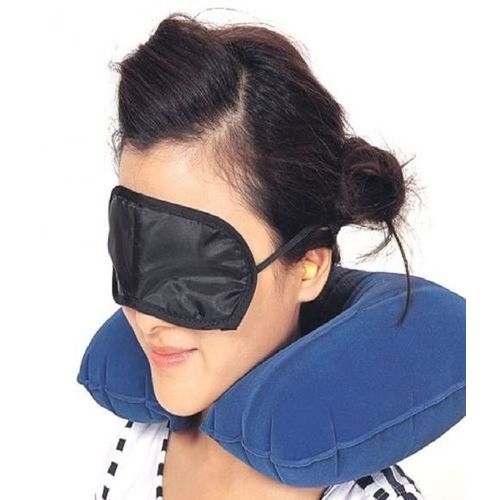 3 In 1 Combo Travel Kit Of Neck Pillow, Eye Mask And Ear Plug (Random Colour)
