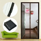 Magic Mesh Deluxe- Hands Free Magnetic Screen Door, Mesh Curtain Keeps Bugs Out - With 6Pcs Double Tape & 6Pcs Hook