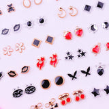 36 Pairs Of Random Beautiful Ear studs  Silicon Back  With Back Stopper