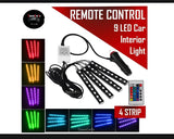Interior light (with remote) 12 led RGB LIGHT strip Without button for bike/car/jeeb and all vehicles  (With Box Packing)