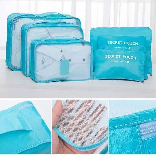 6pcs/Set Travel Storage Bag Portable Luggage Organizer Clothes Tidy Pouch Zip Cube Luggage Toiletry Bag Organizer Pouch Home Organization - Multi (Random Colors)