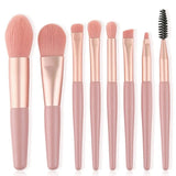 8pcs Travel Makeup Brush Kit Mini Cosmetic Brush For Face Foundation Blush Eye Shadow Wooden Handle (Random Color)