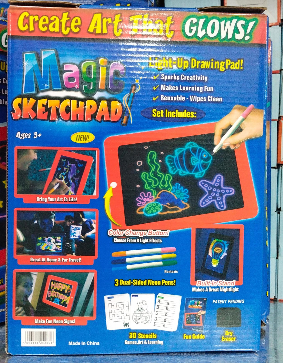 Magic Pad Light Up Glow Drawing Board LED Draw Sketch Tablet For Art 8 Light Effect