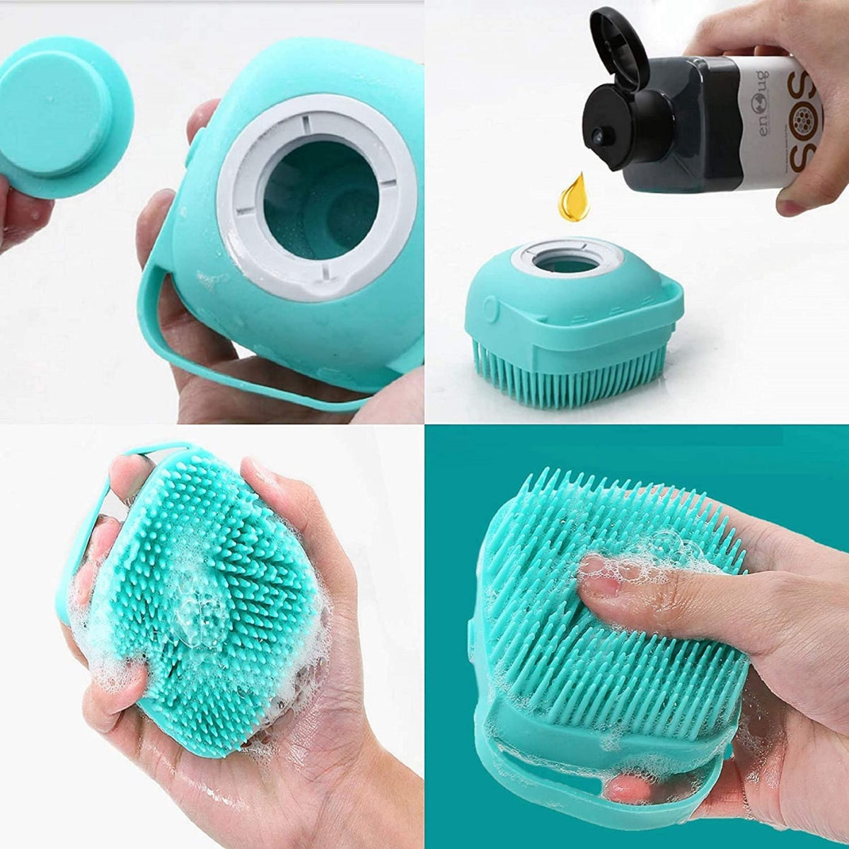 Silicone Bath And Body Shower Brush With Liquid Soap Dispenser (Random Color)