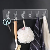(Pack Of 3 6 Row Transparent Wall Hooks Self Adhesive Clothes Coat Door Hanger Towel Key Holder Bathroom Kitchen Storage Sticker Hook