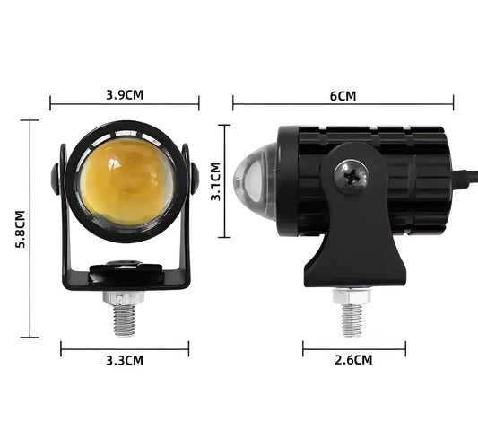 (2pcs) New Mini Driving Fog Light For All Motorcycle, Cars, Jeep(2pcs) Dual Function White-Yellow Lens Projectors Auxiliary Light 20w Free Button