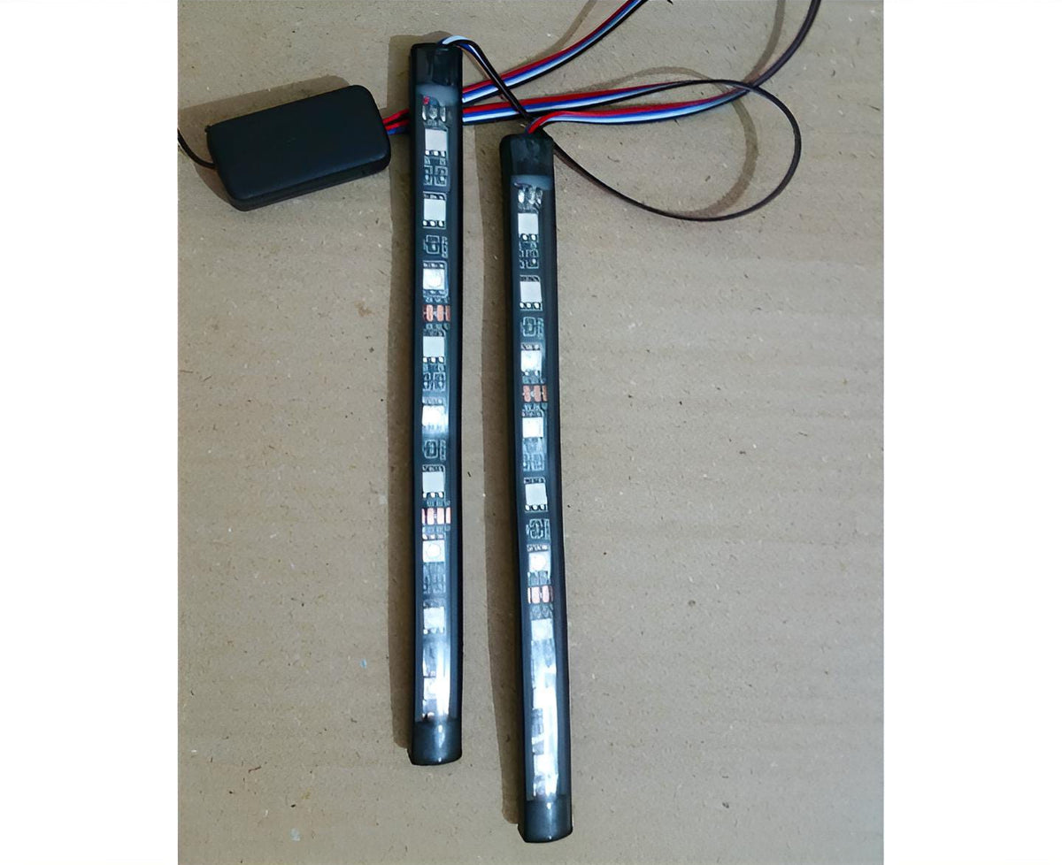 2Pcs RGB 17cm Silicon Flexible 9-LED Strip DRL Daytime Multicolor Light | SMD LED Fancy Light (RGB) For Car Bumper And Bikes